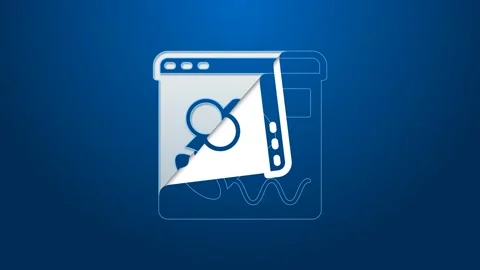 White line Data visualisation icon isolated on blue background. 4K Video motion Stock Footage 159292567