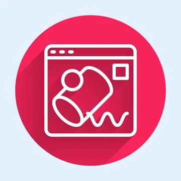 White line Data visualisation icon isolated with long shadow background. Re.. Illustrazione stock