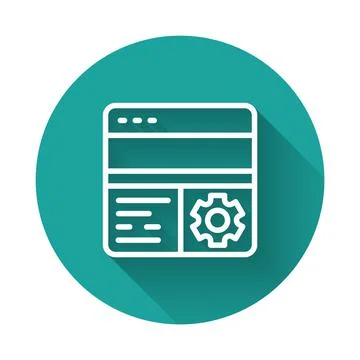 White line Debugging icon isolated with long shadow background. Debugging tool 스톡 일러스트