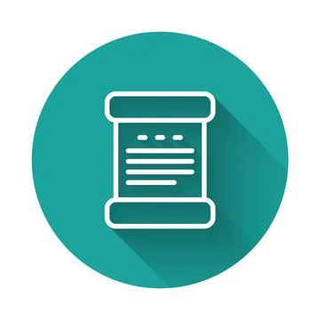 White line Declaration of independence icon isolated with long shadow background Stock Illustration