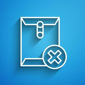 White line Delete envelope icon isolated on blue background. Delete or error Stock Illustration