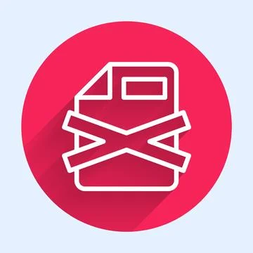 White line Delete file document icon isolated with long shadow background イラスト素材