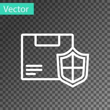 White line Delivery security with shield icon isolated on transparent background 스톡 일러스트