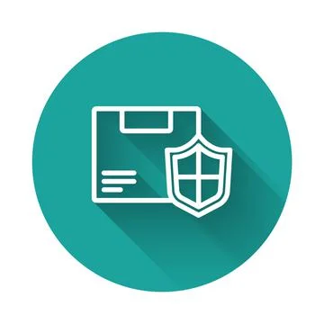 White line Delivery security with shield icon isolated with long shadow Stockillustratie