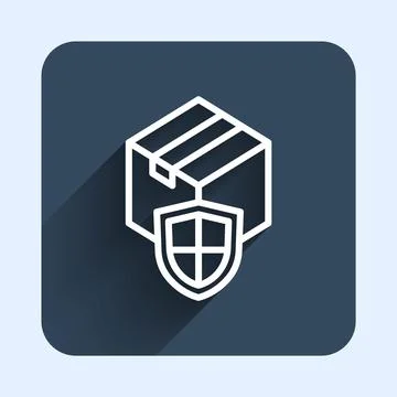 White line Delivery security with shield icon isolated with long shadow Stock Illustration