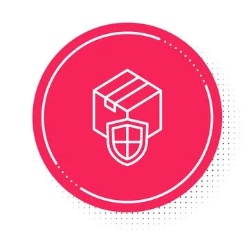 White line Delivery security with shield icon isolated on white background Illustrazione stock