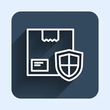 White line Delivery security with shield icon isolated with long shadow Ilustração Stock