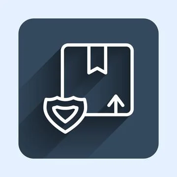 White line Delivery security with shield icon isolated with long shadow Stock Illustration