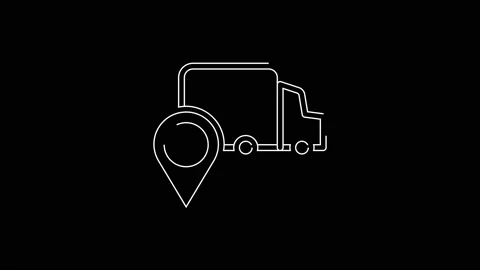White line Delivery tracking icon isolated on black background. Parcel tracking Vídeos de archivo 156382337