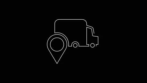 White line Delivery tracking icon isolated on black background. Parcel tracking Stock Footage 167602179