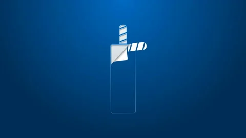 White line Detonate dynamite bomb stick icon isolated on blue background. Time Stock Footage 144294300