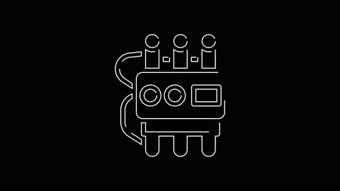 White line Detonate dynamite bomb stick and timer clock icon isolated on black Stock Footage 156026916