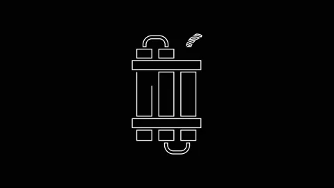 White line Detonate dynamite bomb stick and timer clock icon isolated on black Stock Footage 161364531