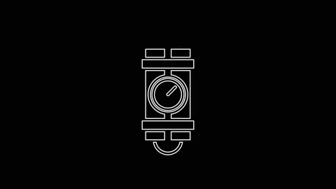 White line Detonate dynamite bomb stick and timer clock icon isolated on black Stock Footage 161364588