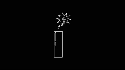 White line Detonate dynamite bomb stick clock icon isolated on black background Stock Footage 161990818