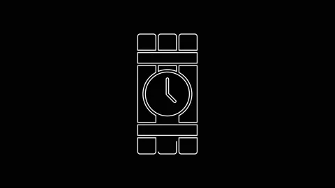 White line Detonate dynamite bomb stick and timer clock icon isolated on black Stock Footage 167593960