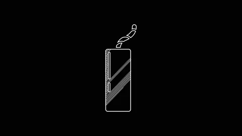 White line Detonate dynamite bomb stick and timer clock icon isolated on black Stock Footage 203367574
