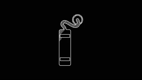 White line Detonate dynamite bomb stick icon isolated on black background. Time Stock Footage 203642630