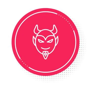 White line Devil head icon isolated on white background. Happy Halloween party Stockillustratie