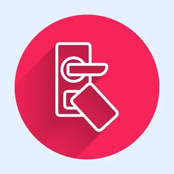 White line Digital door lock with wireless technology for unlock icon isolated Stock Illustration