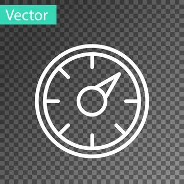 White line Digital speed meter concept with 5G icon isolated on transparent Stock Illustration