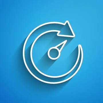 White line Digital speed meter icon isolated on blue background. Global network Stock Illustration