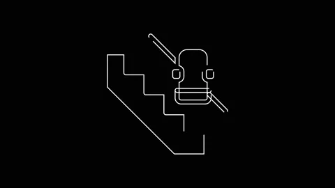 White line Disabled access elevator lift escalator icon isolated on black Stock Footage 156030980
