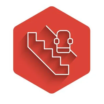 White line Disabled access elevator lift escalator icon isolated with long 스톡 일러스트