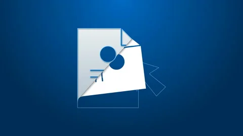 White line Document and cursor icon isolated on blue background. File icon Stock Footage 144149323