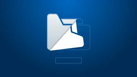 White line Document folder icon isolated on blue background. Accounting binder Stock Footage 159290517