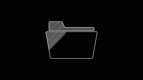 White line Document folder icon isolated on black background. Accounting binder Stock Footage 203338103