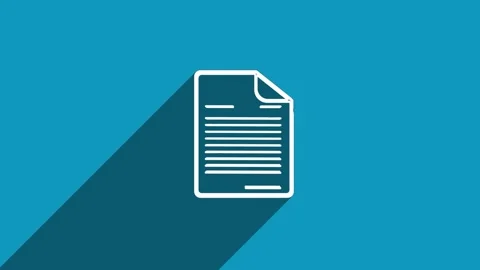 White line document icon with shadow isolated on blue background. Shadow Stock Footage 159834586