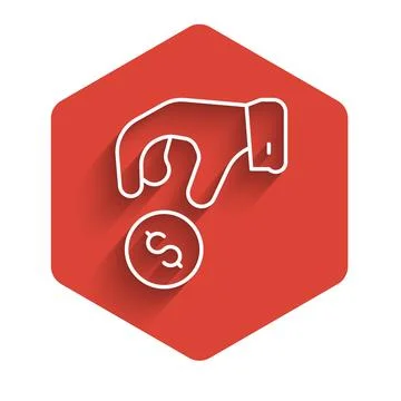 White line Donate or pay your zakat as muslim obligatory icon isolated with.. Stock Illustration