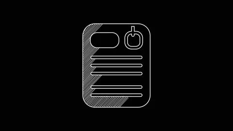White line Dossier folder icon isolated on black background. 4K Video motion Video stock 203594543