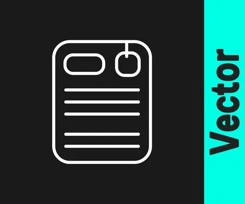 White line Dossier folder icon isolated on black background. Vector Stock Illustration