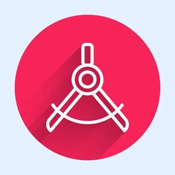 White line Drawing compass icon isolated with long shadow background. Compa.. イラスト素材