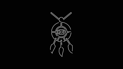 White line Dream catcher with feathers icon isolated on black background. 4K Stock Footage 138761342