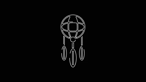 White line Dream catcher with feathers icon isolated on black background. 4K Stock Footage 147227240