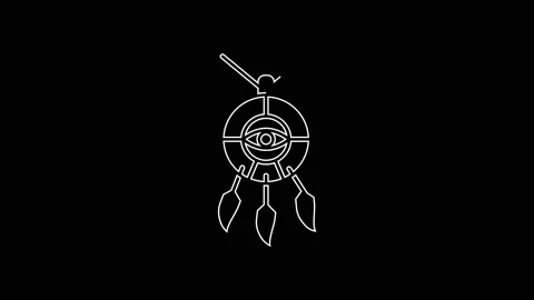 White line Dream catcher with feathers icon isolated on black background. 4K Stock Footage 167586063