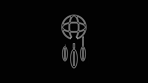 White line Dream catcher with feathers icon isolated on black background. 4K Stock Footage 167597326