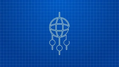 White line Dream catcher with feathers icon isolated on blue background. 4K Stock Footage 169318174