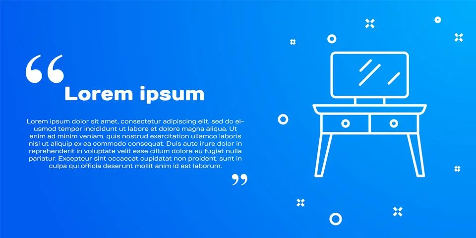 White line Dressing table icon isolated on blue background. Vector イラスト素材