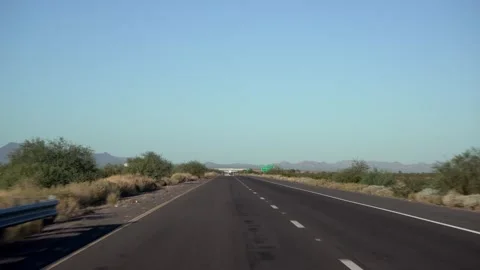 White line driving POV on an interstate highway Stock Footage 254358037