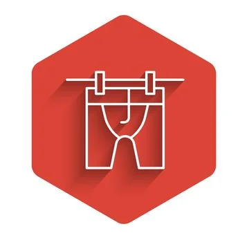 White line Drying clothes icon isolated with long shadow. Clean shirt. Wash c Stock Illustration