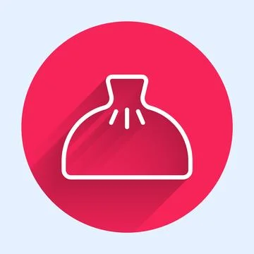 White line Dumpling icon isolated with long shadow background. Traditional Stock Illustration