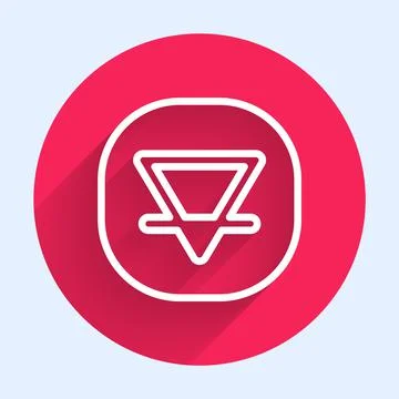 White line Earth element of the symbol alchemy icon isolated with long shadow Illustrazione stock