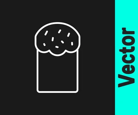 White line Easter cake icon isolated on black background. Happy Easter. Vector Ilustración de archivo