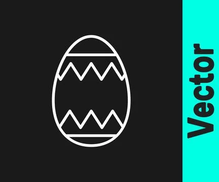 White line Easter egg icon isolated on black background. Happy Easter.  Vecto Illustrazione stock