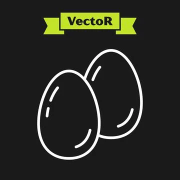 White line Easter eggs icon isolated on black background. Happy Easter. Vector Stock Illustration