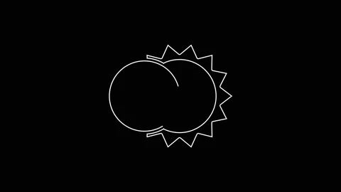 White line Eclipse of the sun icon isolated on black background. Total sonar Stock Footage 161994377
